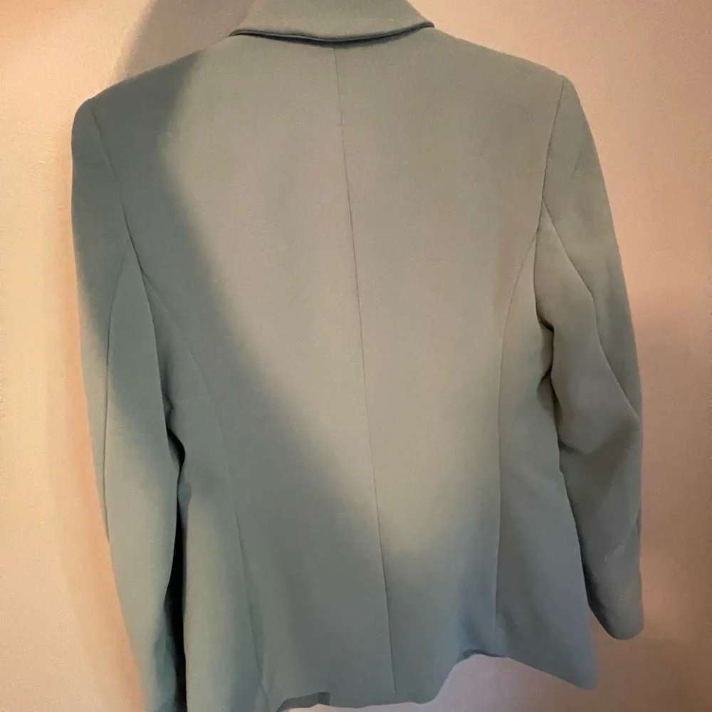Women's Double-Breasted Blazer - Light Blue - Picture 2 of 4